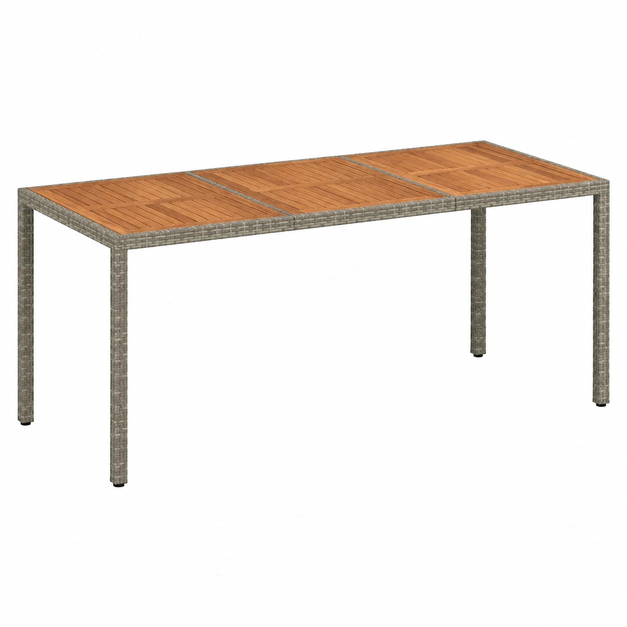Moderner Gartentisch aus Akazienholz in Grau - 190x90x75 cm