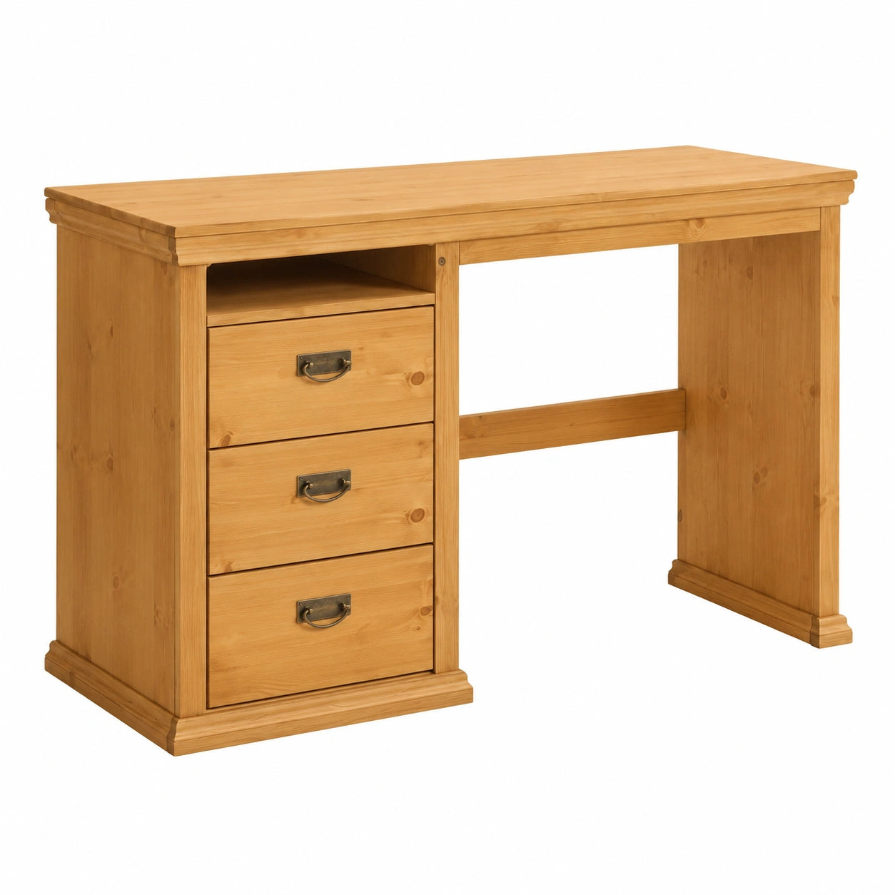 Landhausstil Schreibtisch aus Kiefernholz, gelaugt/ge?lt, mit 3 Schubladen, 129x48x76 cm