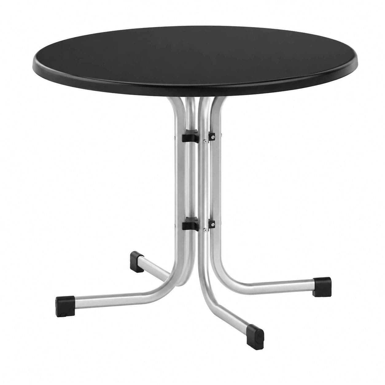 Runder Klapptisch von Sieger, ? 100 cm, Graphit mit Schieferoptik