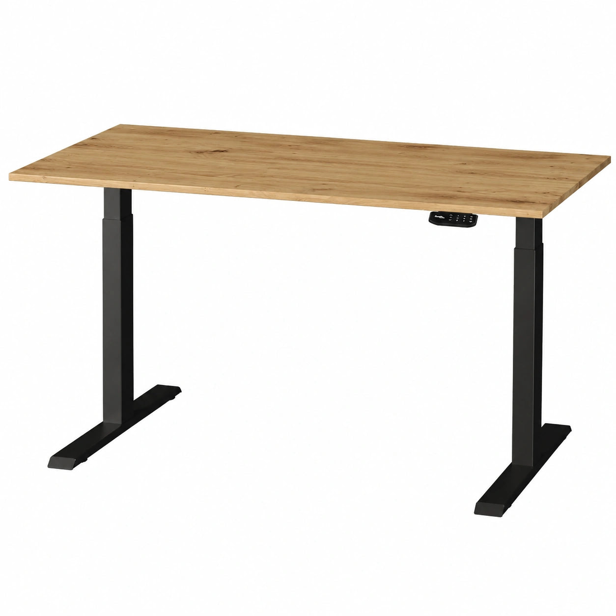 Elektrisch h?henverstellbarer Schreibtisch mit OLED-Touchpanel, Artisan Eiche & Schwarz, 2-stufiges Gestell 130 x 80 cm