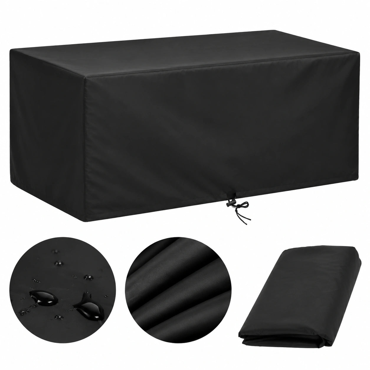 Wasserdichte Schutzh¨¹lle f¨¹r Gartentisch 160x140cm, UV-best?ndig, winddicht, schwarz