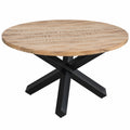 Runder Esstisch 130 cm aus massivem Mangoholz im Used-Look mit schwarzem Sternmetallfu?