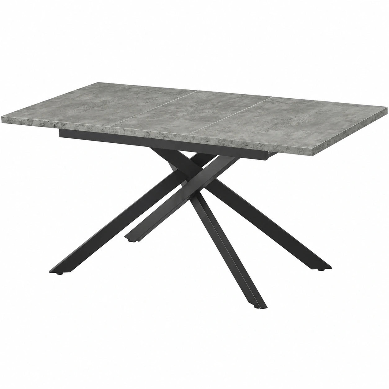 B&D Home Ausziehbarer Esstisch LARS, 120-160 x 80 cm, Kreuzgestell Schwarz, Industrial Design, Betonoptik, Platz f¨¹r 4-6 Personen