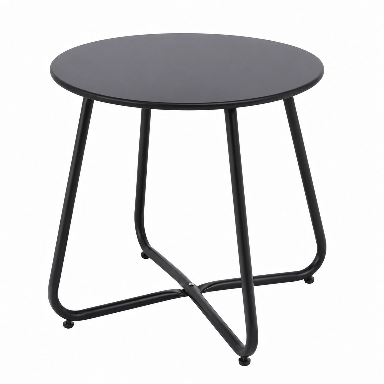 Runder Beistelltisch aus Metall, verstellbare Beine, schwarz, 45 cm