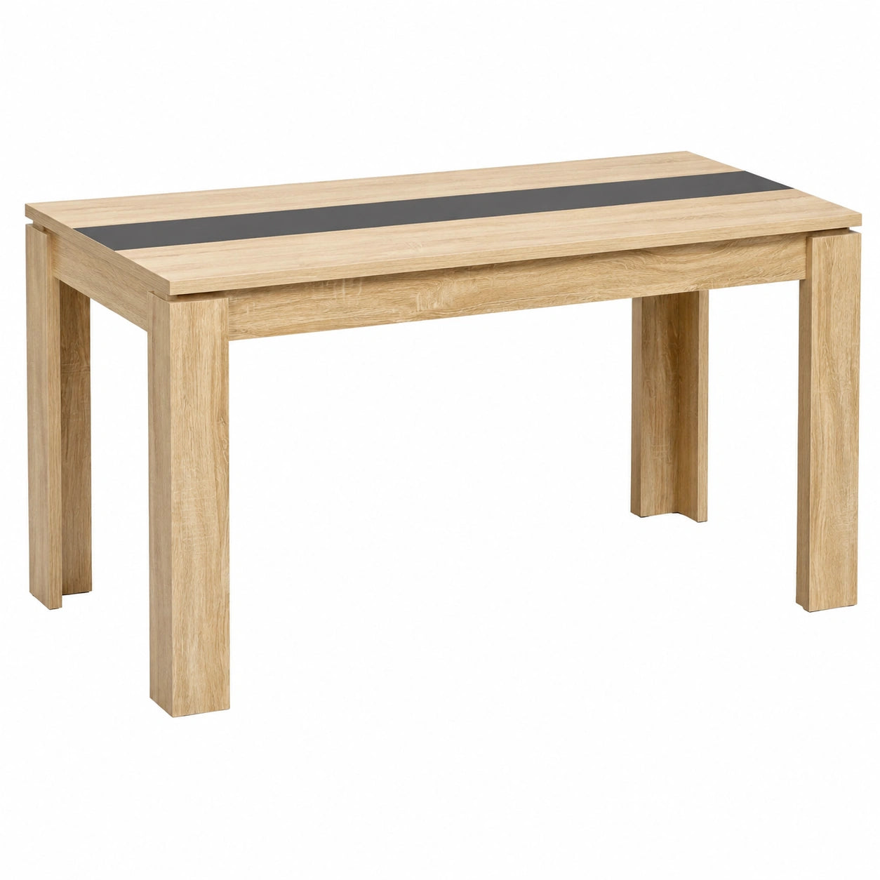 Moderner Esstisch aus Eiche und Schwarz, 140x70x75cm, Platz f¨¹r 6 Personen