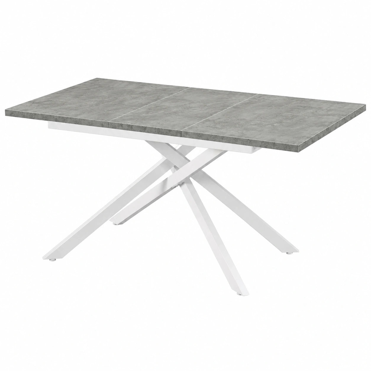 Ausziehbarer Esstisch BEA im Industriestil, 120-160 x 80 cm, f¨¹r 4-6 Personen, Wei? mit Betonoptik