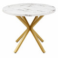 Runder Esstisch im skandinavischen Design ¨C MDF-Platte & goldene Metallbeine