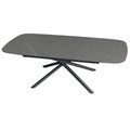 Ausziehbarer Keramiktisch Melodie 180-240 cm, Grau, Mikado-Gestell Schwarz