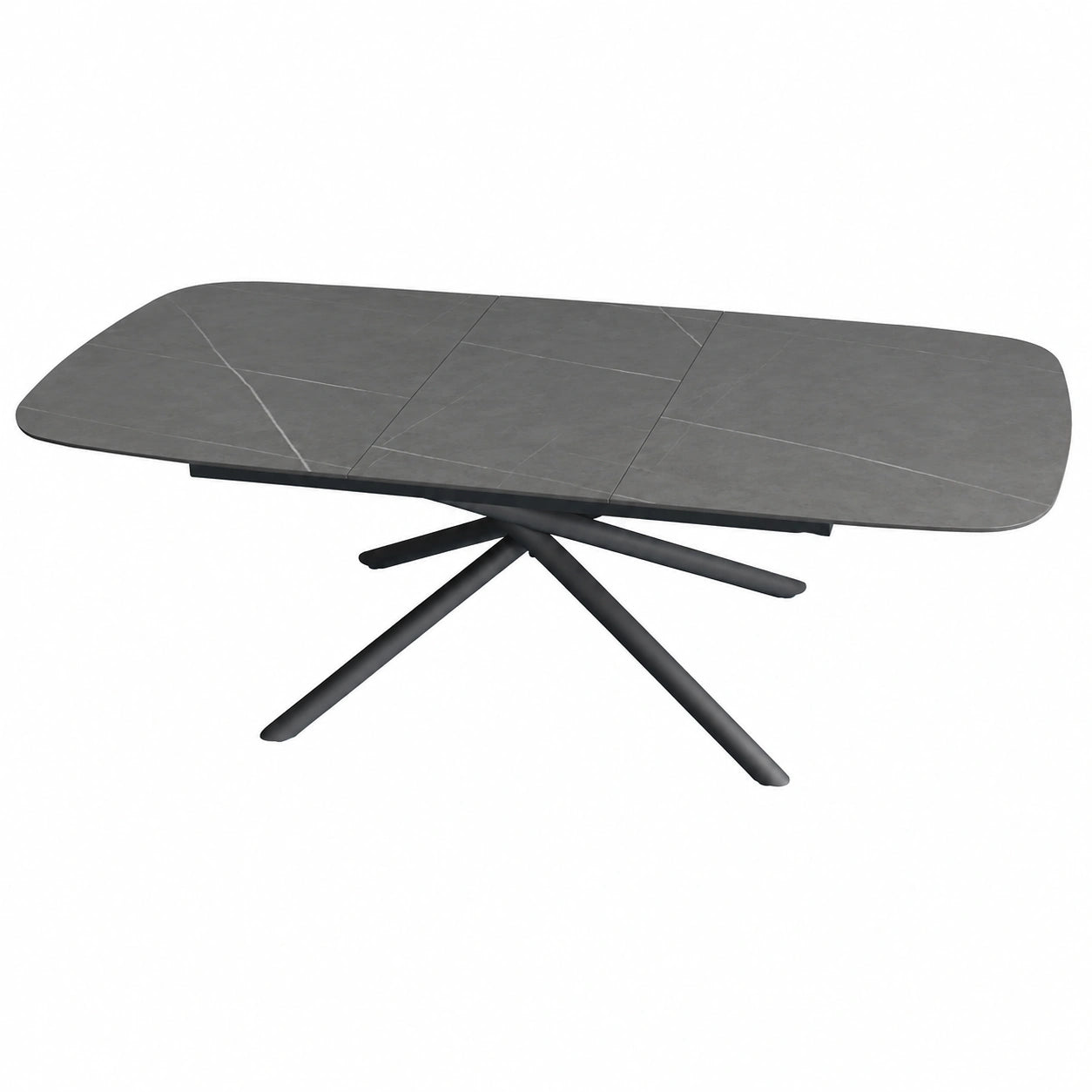 Ausziehbarer Keramiktisch Melodie 180-240 cm, Grau, Mikado-Gestell Schwarz