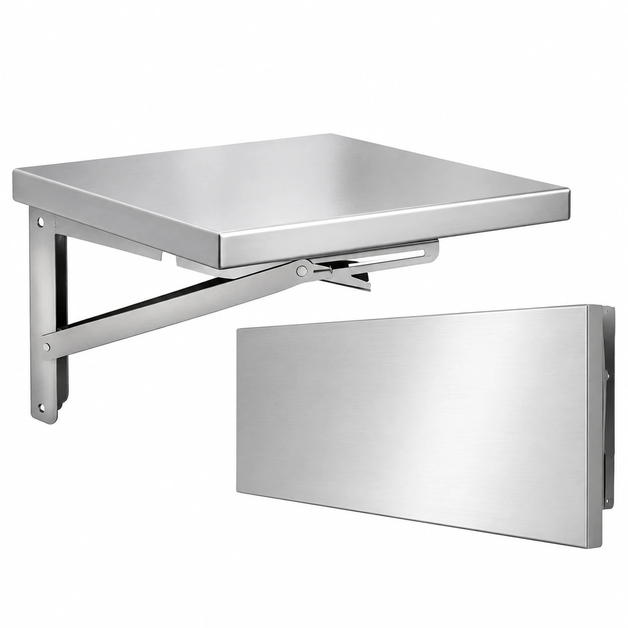 Klappbarer Edelstahltisch zur Wandmontage - Platzsparende L?sung f¨¹r K¨¹che und Waschk¨¹che, Robustes Design (60x40 cm)